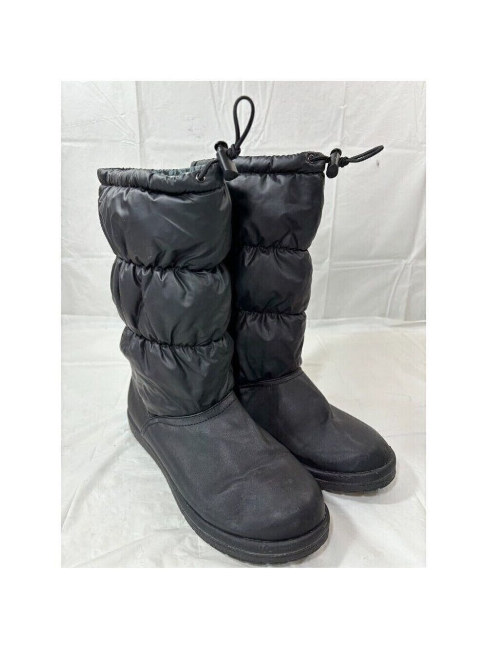 Ozark Trail Lottrella Black Shiny Nylon Winter Snowboot Size 8